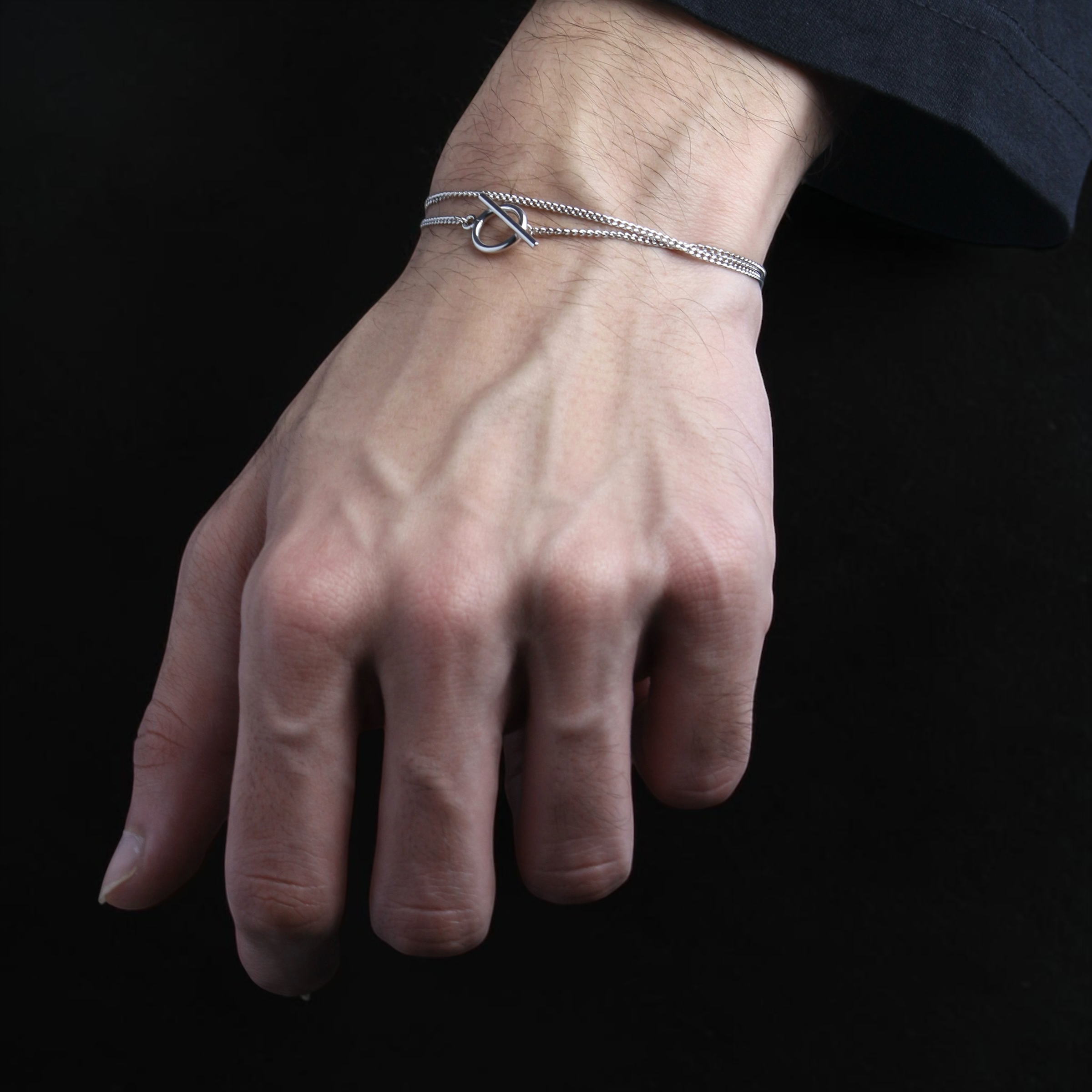 Double Silver Rope OT Lock Bracelet