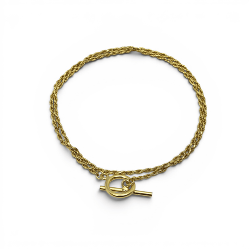 Double Gold Rope OT Lock Bracelet - PLATA