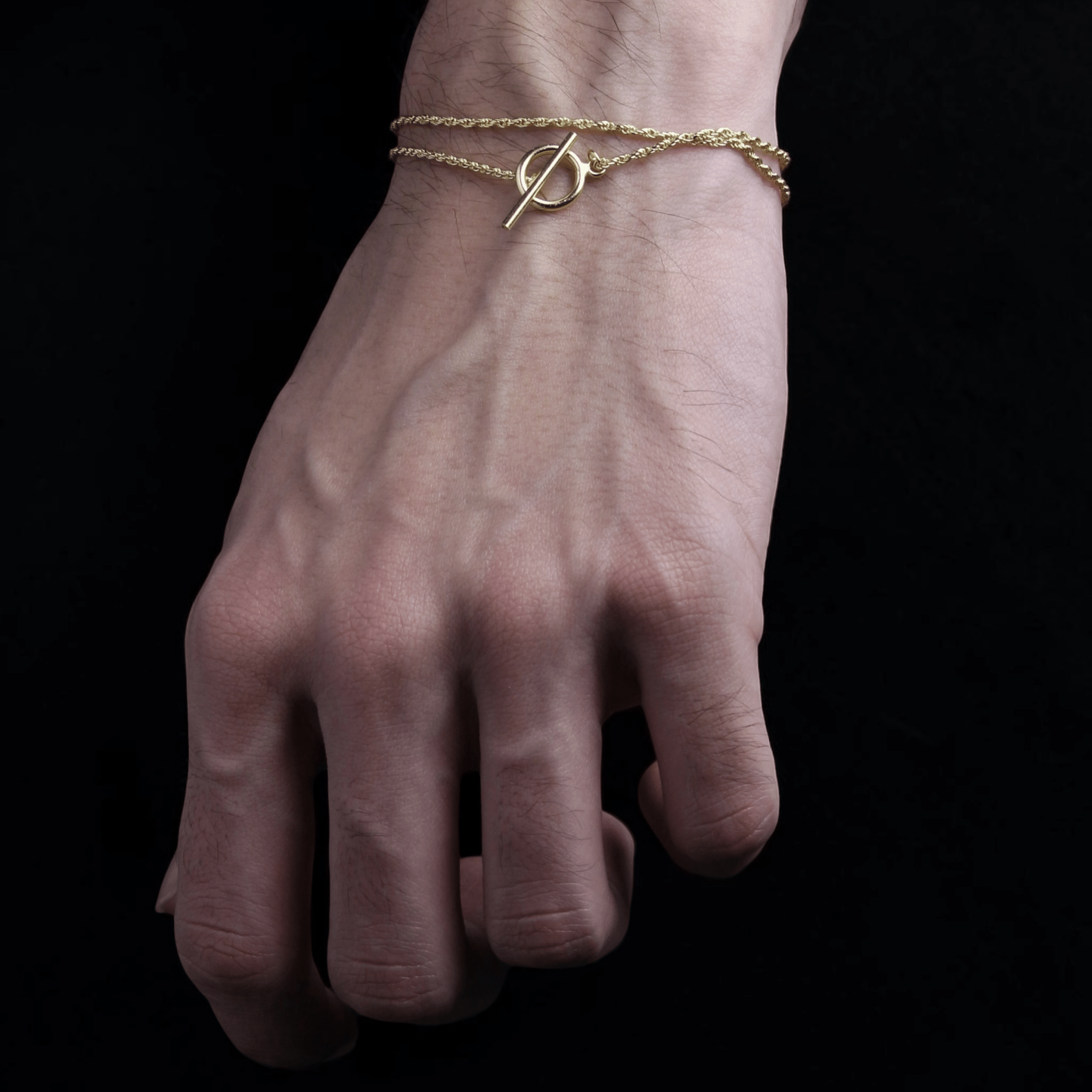 Double Gold Rope OT Lock Bracelet - PLATA