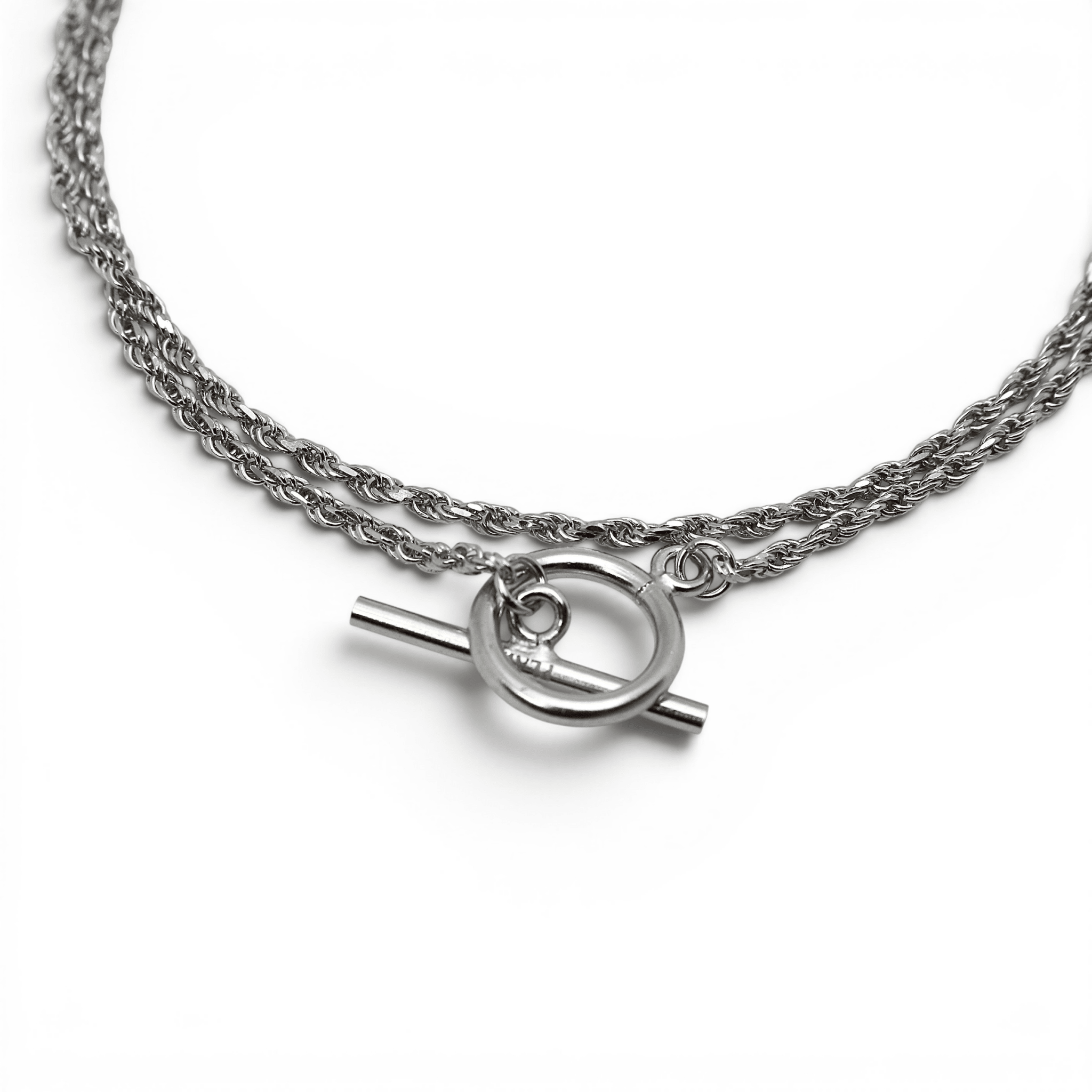Double Silver Rope OT Lock Bracelet - PLATA
