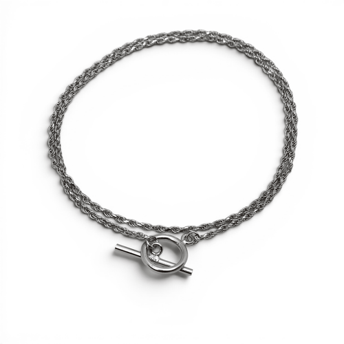 Double Silver Rope OT Lock Bracelet - PLATA