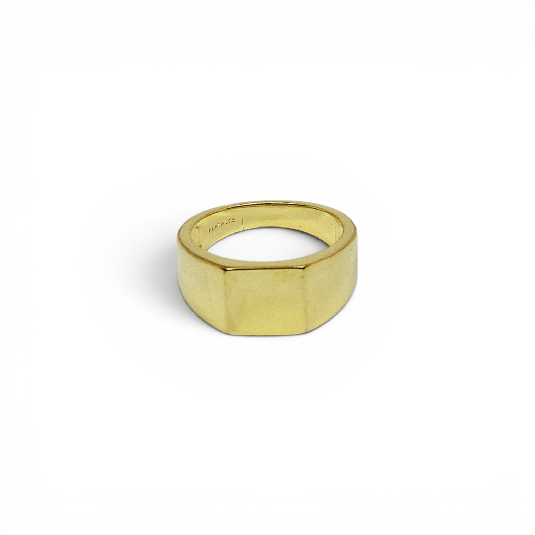 Gold Flat Signet Ring - PLATA