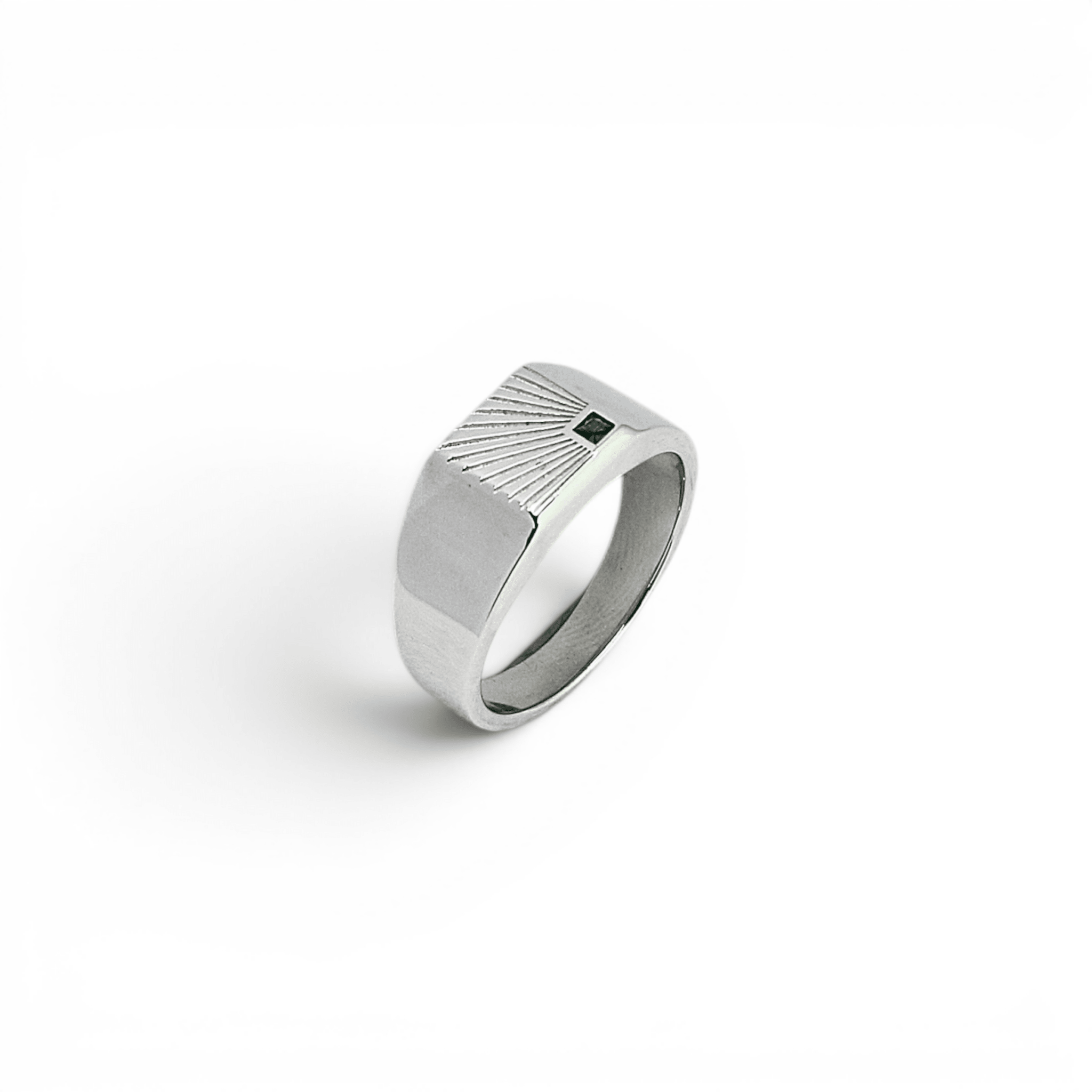 Silver Sunburst Signet Ring - PLATA